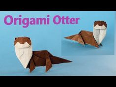 an origami otter is shown in three different angles, with the words origami otter above it