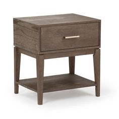 an end table with a drawer on the bottom and one drawer open to reveal something