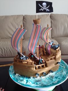 a cake with a pirate ship on it