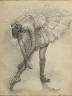 a drawing of a ballerina bending over