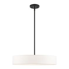 Livex Lighting - 46924-04 - Four Light Pendant - Venlo - Black with Brushed Nickel Accents Drum Pendant Lighting, Multi Light Pendant, Colored Fabric, Livex Lighting, Drum Pendant, Contemporary Pendant, Black Chandelier, Light Bulb Types, Dining Room Kitchen