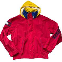 Vintage Tommy Hilfiger Lightweight Windbreaker Unisex In Size M. This Jacket Is Perfect For A Rainy Or Windy Day. Its Lightweight. Perfect Old School Jacket For Hiking, Walking, Or Running. Can Store The Hoodie Inside Or Have It Out. Make An Offer, Just Want To Get Rid Of It. Additional Information: No Flaws, Never Worn. Smoke And Animal Free Home. Message Me For Additional Information Or Pictures. Tommy Hilfiger Long Sleeve Outerwear For Streetwear, Long Sleeve Tommy Hilfiger Outerwear For Streetwear, Red Tommy Hilfiger Long Sleeve Outerwear, Tommy Hilfiger Red Long Sleeve Outerwear, Hooded Red Tommy Hilfiger Outerwear, Red Long Sleeve Tommy Hilfiger Outerwear, Tommy Hilfiger Sporty Windbreaker For Streetwear, Tommy Hilfiger Sporty Streetwear Windbreaker, 90s Red Outerwear For Streetwear