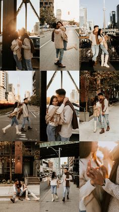 two people are walking down the street and one person is taking a photo with his cell phone