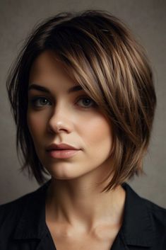 Short Hair With Bangs Fine Hair, Side Bangs Hairstyles, Choppy Bob Hairstyles, Romantic Hairstyles, Peinados Fáciles Para Cabello Corto, Bob Haircuts For Women, Short Hair Color, Trendy Haircuts