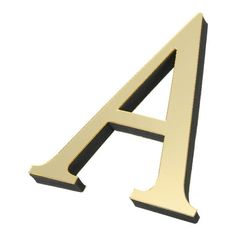 a gold and black metal letter on a white background with clipping path to the right