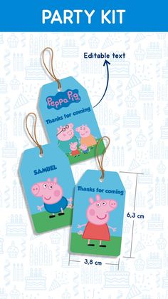 Peppa Pig tags for birthday parties Peppa Pig Printables, Pig Printable, Cozy Party, Peppa Birthday, Pig Birthday Party, Peppa Pig Birthday Party, Peppa Pig Party, Pig Party, Peppa Pig Birthday