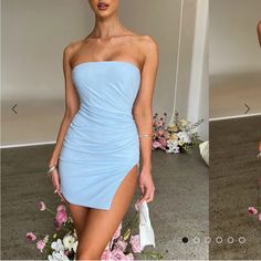 Babyboo Light Blue Mini Dress. Never Worn. Nwt Baby Blue Homecoming Dress, Slime Easy, Aqua Blue Dress, Light Blue Mini Dress, Semi Dresses, Blue Homecoming Dresses, Semi Formal Dress, 14th Birthday, Diy Slime