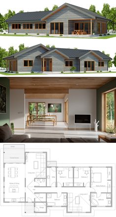 two story house plans with living room and kitchen