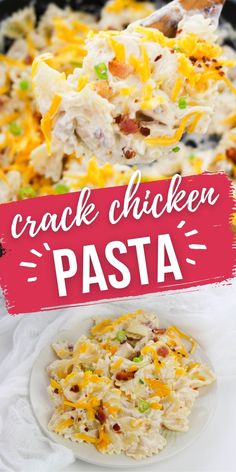 this chicken pasta casserole is loaded with cheese and bacon