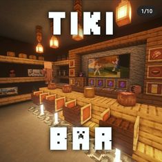 an image of a bar in minecraft with the words tiki bar on it