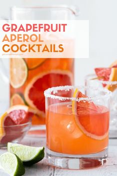 grapefruit aeroll cocktails in glasses with garnish