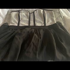 Beautiful Nwot Malloy Sleeveless Bustier Dress, With Striped Pattern On Bustier And Black Bottom. In Great Condition And Perfect For A Party, Size Medium Inv 625 Black Bottom, Bustier Dress, Bustiers, Black Bottoms, Black & White, Strapless Dress, Black White, Size Medium, Womens Dresses