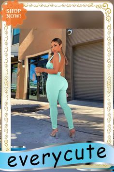 Sleeveless Bodycon Open Back Skinny Jumpsuits Green Stretch Strapless Jumpsuit, Chic Sleeveless Green Bodysuit, Chic Green Sleeveless Bodysuit, Green Sleeveless Bodysuit For Night Out, Green Strapless Sleeveless Jumpsuit For Night Out, Sleeveless Jumpsuits, 1 Million, Open Back, Jumpsuit