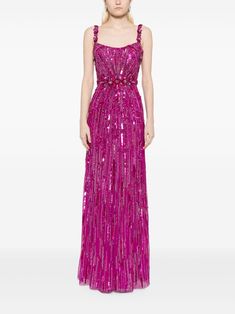 Ellie Saab Gowns, Winter Board, Sequined Gown, Gown Pink, Ellie Saab, Sequin Embellishment, Fashion Couture, Embellished Gown, Wedding Guest Looks