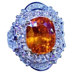 Magnificent Art Deco style on 18k gold with natural orange sapphire ct 8,05 and natural diamonds Orange Jewelry, Handmade Jewel, Ring Art Deco, Orange Sapphire, Estilo Art Deco, I Love Jewelry, Art Deco Style, Sapphire Diamond, How To Look Classy