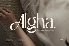 an advertisement for algha beauty sans serif