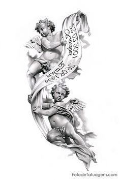 an angel and cupid tattoo design