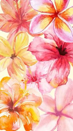 watercolor painting of pink and yellow flowers