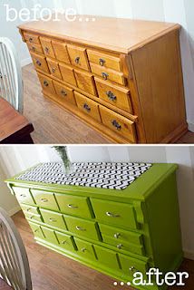 before and after photos of an old dresser