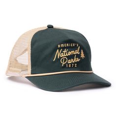 National Parks Trucker Hat Turner And Hooch, Caps Design, Lonely Boy, Camping Hat, Landmark Poster, Hat Inspiration, Adventure Branding, Mens Trucker Hat, Mens Workwear