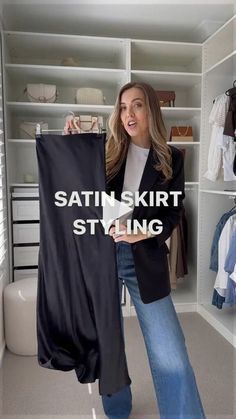 ✓Check my link in bio to get all pieces Tik tok video By @itstorijane Luxe vibes...dless style!  This black satin skirt is your year-round obsession. Effortlessly chic for any season... transitions flawlessly from summer days to cozy nights. Dress it up for a night out or keep it casual for everyday wear. The ultimate versatile essential it's the only black satin skirt you'll ever need! ée_chic ée_chic summer outfits, summer! How To Style Satin Skirt Summer, Satin Skirt Spring Outfit, Black Satin Maxi Skirt Outfit Summer, High Contrast Outfits Color Combos, Black Satin Skirt Outfit Spring, Black Long Satin Skirt Outfit, Black Maxi Satin Skirt Outfit, Black Silk Mini Skirt Outfit, Satin Skirt Outfit Work