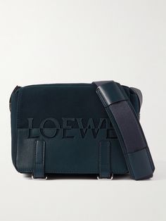 EXCLUSIVE AT MR PORTER. Loewe's capacious messenger bag is inspired by those carried by soldiers. It's crafted from durable canvas and trimmed with smooth leather with the house's moniker appliquéd across the front. Canvas Bags With Logo Strap For Travel, Canvas Travel Bag With Logo Strap, Travel Canvas Bag With Logo Strap, 2024 Bags, Messenger Bag For Men, Navy Military, Canvas Messenger Bag, Messenger Bag Men, Mens Luxury