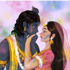 Hd Wallpaper Couple, Holi Painting, Unique Radha Krishna Images, Radha Krishna Holi, God Krishna, Holi Images, Radhe Krishna Wallpapers, Krishna Hd, Krishna Drawing