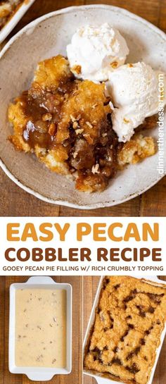 easy pecan cobbler recipe on a plate