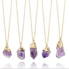 1pc Natural Amethyst Gemstone Pendant Quartz Crystal Point Healing Stone Necklace Long Chain Jewelry N000123 Long Stone Necklace, Rainbow Stone, Fashion Purple, Crystal Chakra, Rock Necklace, Healing Stones Necklace, Amethyst Healing, Earrings Accessories, Long Chain Necklace