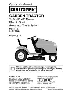 the instruction manual for craftsman lawn tractor