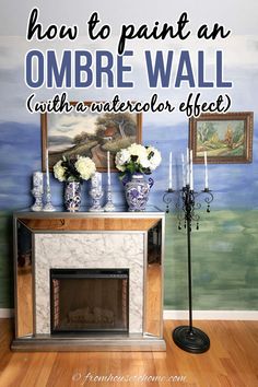 How To Paint an Ombre Wall With A Nature-inspired Watercolor Technique | Painting Ideas For Walls Watercolor Wall Paint, Painting Ideas For Walls, Diy Decorating Ideas, Ombre Paint, House To Home, Wall Painting Techniques, Ombre Wall, Watercolor Ombre, Paint Color Schemes