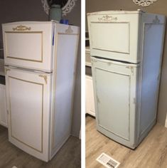 two pictures side by side one has a refrigerator and the other has a freezer