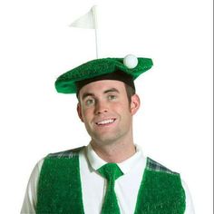 Here is your Hole In One Hat, just in time for your next golf gathering! Lightweight beret looks like a putting green with a hole flag and an attached golf ball. Elastic hat band gives a secure comfortable fit. One size fits most adults. Size: 7-10.  Color: Multicolor. Golf Halloween Costume, Golf Costumes, Golf Halloween, Novelty Hats, Golf Theme, Gag Gifts Funny, Womens Golf Shoes, Golf Hats, Sport Hat