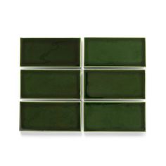 green glass tile on a white background