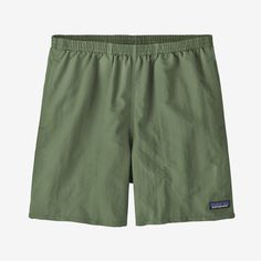 Rugged, multifunctional shorts designed for use in and out of the water, made with quick-drying NetPlus® 100% postconsumer recycled nylon made from recycled fishing nets to help reduce ocean plastic pollution. Inseam is 5". Fair Trade Certified™ sewn. Adjustable Waist Elasticized waistband with internal drawstring; quick-drying black mesh liner Pocket Details Vertical side pockets reduce drag in water; pocket bags have drain-and-dry mesh corners; rear pocket has a flap that closes with a low-pro Ocean Plastic Pollution, Patagonia Baggies, Kids Bike Helmet, Canoe Trip, Fishing Nets, Plastic Pollution, Designer Shorts, Mens Swimwear, Body Size