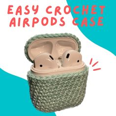 an airpods case is shown with the words easy crochet cases on it