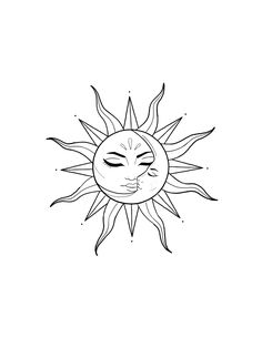 a drawing of the sun with its eyes closed