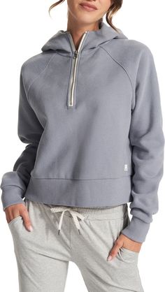 Vuori Restore Organic Cotton Blend Half Zip Hoodie | Nordstrom Pickleball Court, Half Zip Hoodie, Pickleball, Half Zip, Raglan Sleeve, Hoodie Sweatshirt, Zip Hoodie, Organic Cotton, Cotton Blend