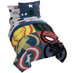 the avengers bedding is made up of many different colors