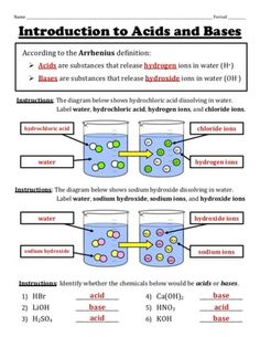 worksheet for balancing acids and bases with answers on the structure of water