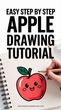 an apple drawing with the title easy step by step apple drawing