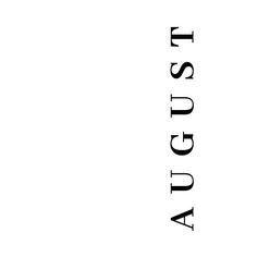 the word august written in black on a white background