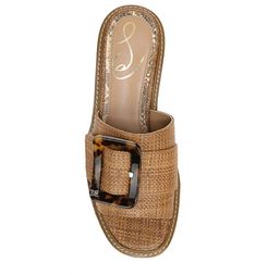 A thick strap with a buckle detail adds sophistication to this platform sandal that's grounded by a jute-wrapped wedge heel with a toothy sole..3 3/4' heel; 1 1/4' platform(size 8.5).Leather or textile upper/synthetic lining and sole.Imported.Women's Shoes.Item #6218019 Brown Summer Footbed Sandals With Tang Buckle, Summer Brown Footbed Sandals With Tang Buckle, Casual Sandals With Rectangular Buckle For Spring, Summer Beach Footbed Sandals With Tang Buckle, Spring Beach Sandals With Tang Buckle, Casual Straw Wedge Sandals With Buckle Closure, Platform Slides, Liner Socks, Leather Shoes Woman