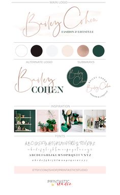 the font and color scheme for an interior design project, with different types of lettering