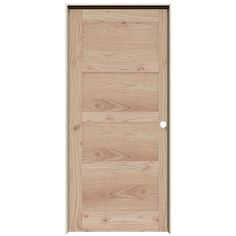 an unfinished wooden door with no glass on the front and side panels, in light wood