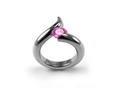 1ct Pink Sapphire Swirl Bypass Tension Set Ring in Stainless Steel | Taormina Jewelry Luxury Trillion Cut Tension Set Jewelry, 3 Diamond Ring Settings Bypass Tension, Luxury Round Bypass Ring With Tension Setting, Luxury Fine Jewelry Bypass Ring, Luxury Fine Jewelry With Tension Setting, Luxury Bypass Ring With Tension Setting For Engagement, Bypass Engagement Ring, Tension Ring, Amethyst Set