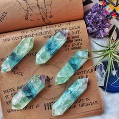 Double Terminated Fluorite Wands✨ just added online! *:･✧Green Fluorite adds growth & nature energies to the properties of Fluorite. It clears negative energy from any environment & brings cleansing, renewal, & freshness to the chakras. It inspires new ideas, originality & quick thinking. ✨ www.shopcrystaltribe.com ✨ Cold Hard Cash, Fortune Telling, Crystal Grid, Stone Rocks