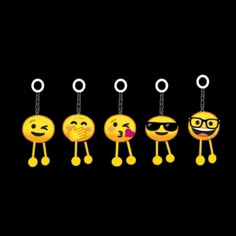 five different emoticions with sunglasses on them