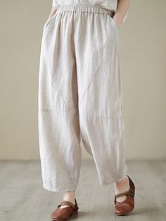 UOOZEE Forest Witch Fashion, Lantern Pants, Cute Korean Fashion, Linen Outfits, Pants Corduroy, Harem Pant, Drop Crotch Pants, Witch Fashion, Linen Fashion