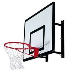 a basketball hoop with a white backboard and red rim is seen in this image